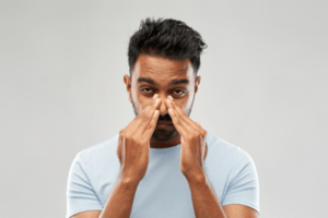 man with nasal congestion from enlarged turbinates